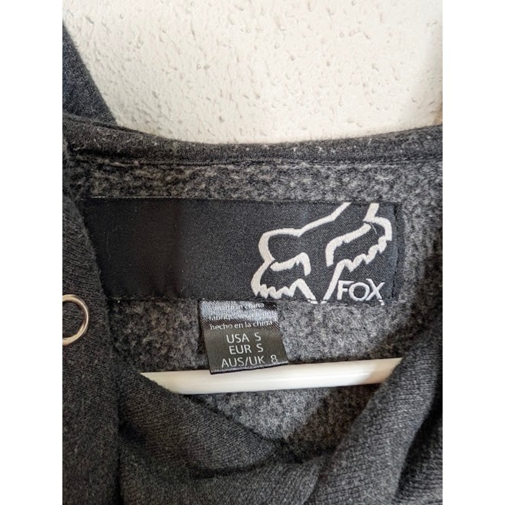 Fox Racing Hoodie Womens Small Gray Spell out Hooded‎ Sweatshirt Pullover Fleece - Picture 5 of 6